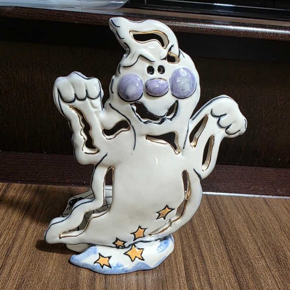 Blue Sky Clayworks Boo The Ghost Heather Goldminc Halloween Tealight 2003